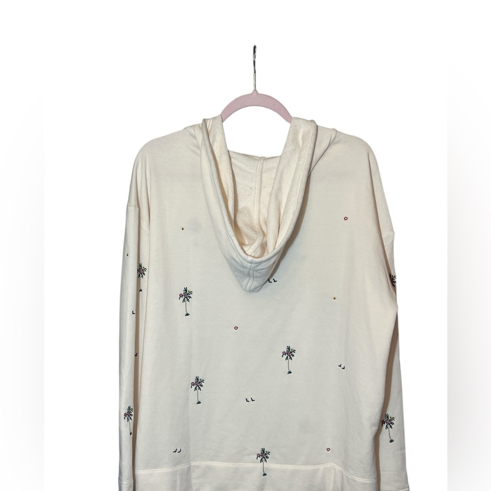 Lou & Grey Ivory Palm Tree Embroidered lightweight Soft Hooded Pullover Size M - Picture 2 of 5